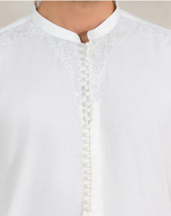 Men White Shalwar kameez 2pcs stiched