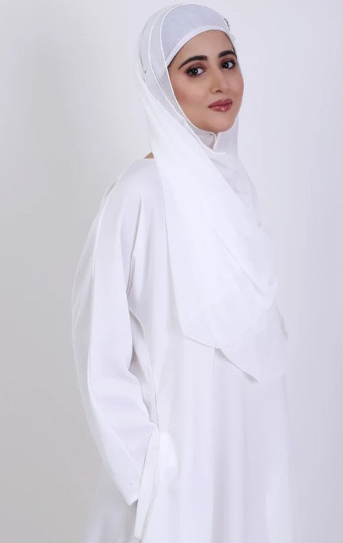 Abaya white front closed basic abaya