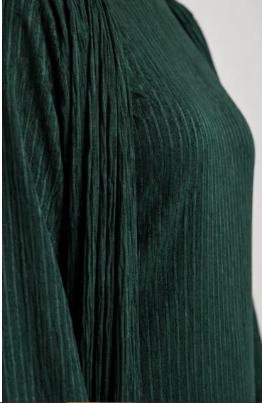 Premium Pleated Bottle Green Georgette 3 pc Unstitched suit