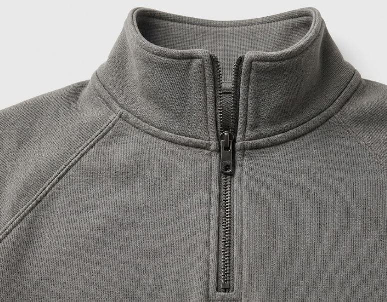 Solid Medium Grey Quarter Zip-up Sweatshirt