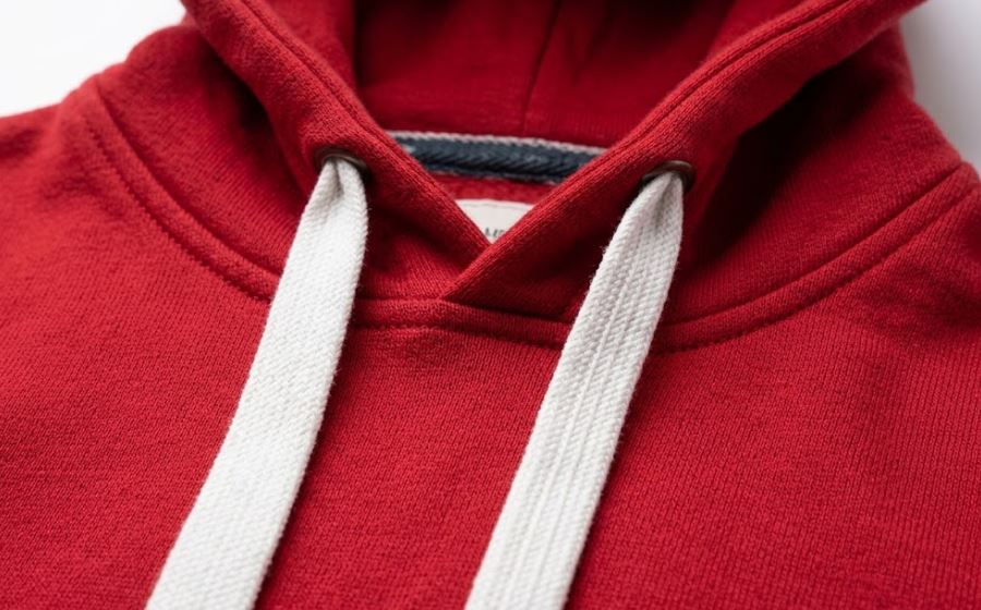 Polyster Fleece Blend Men Hood With White Flat Woven Drawstrings