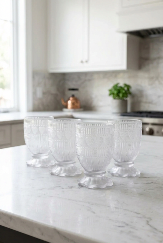 6pcs of set Glass for drink heart shape inside round