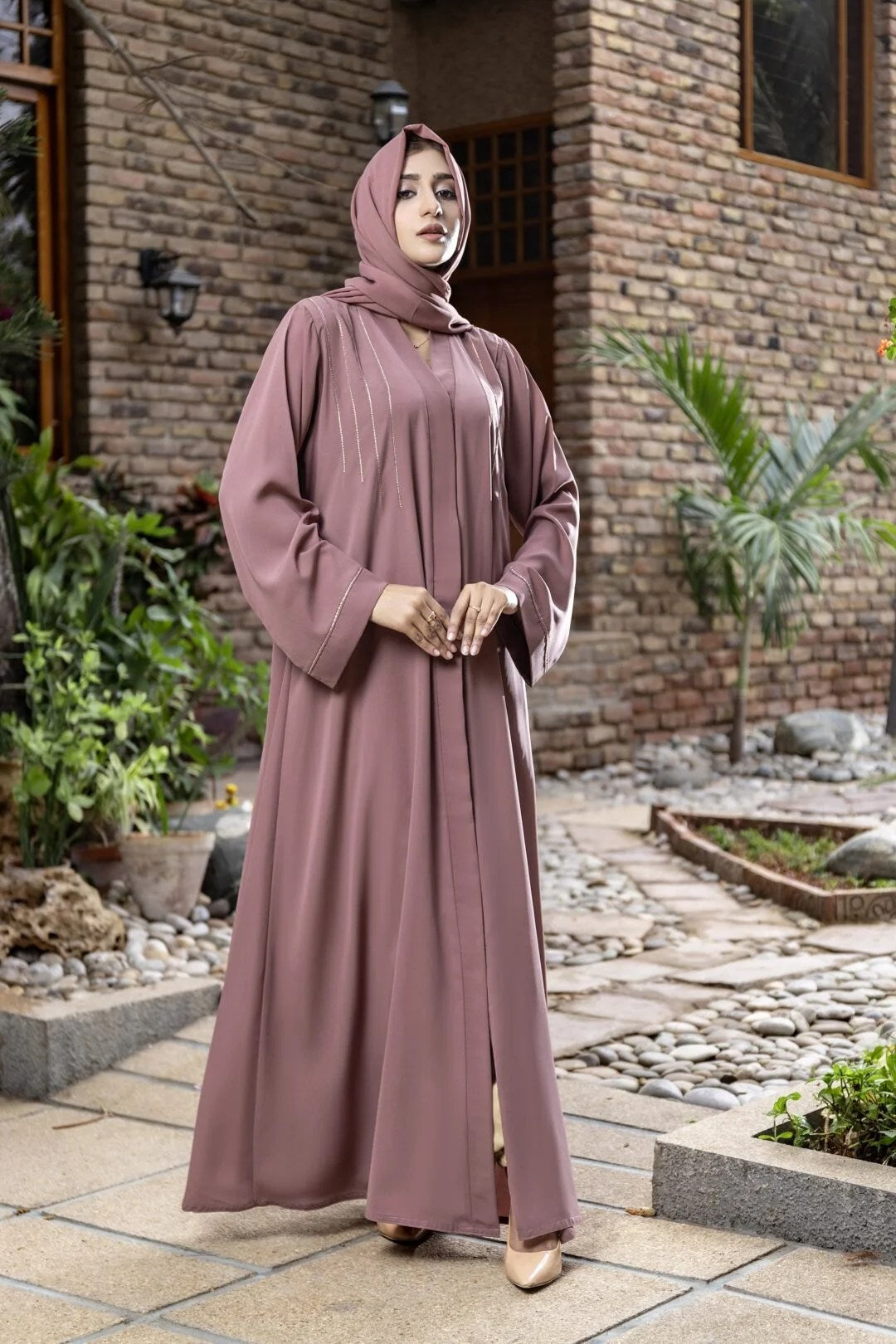 Abaya with Pintex And Stone Embellishments