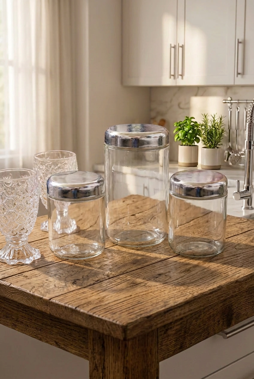 3pcs jar set glass with lid