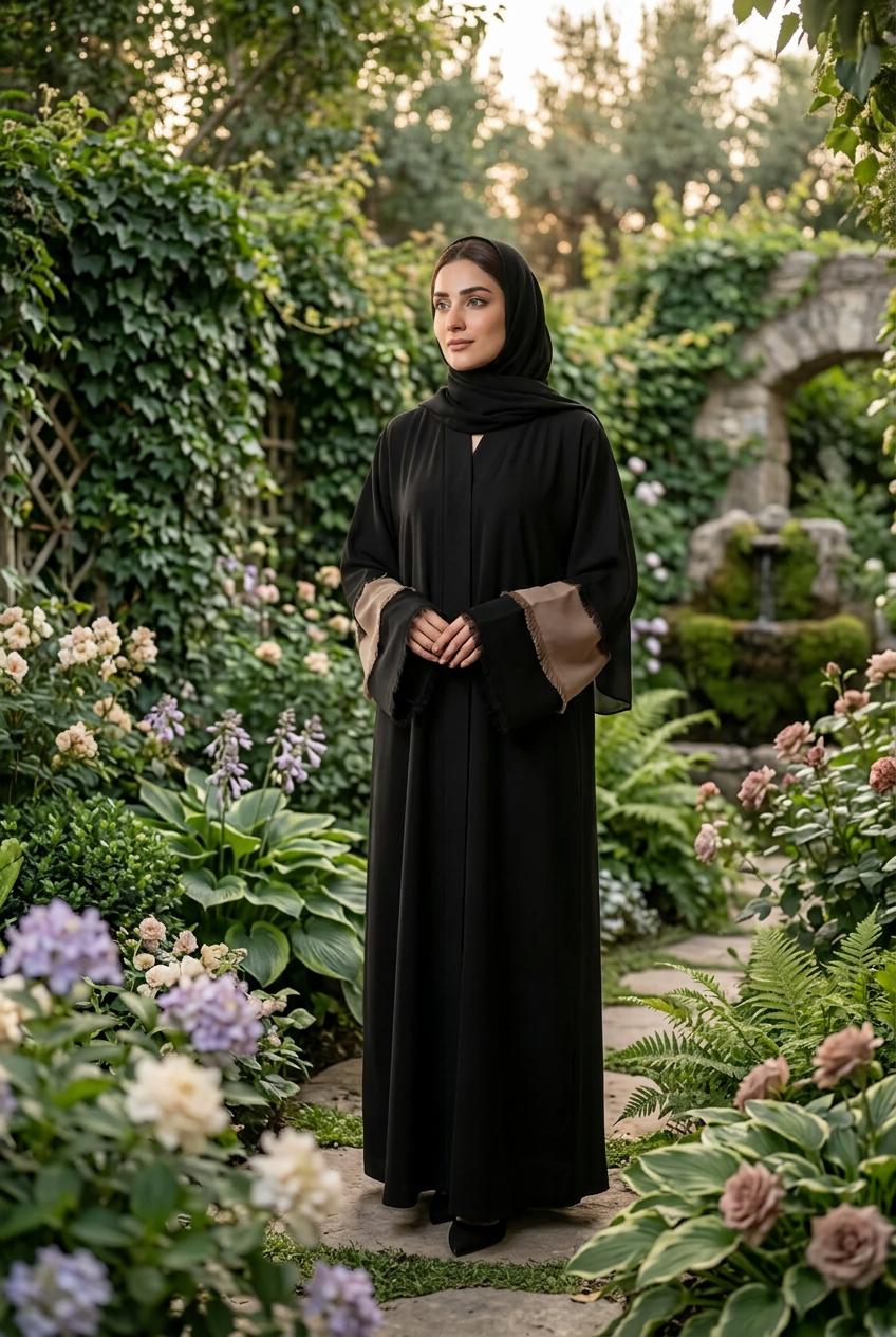 Fray of Serenity Abaya - Beige Contrast
