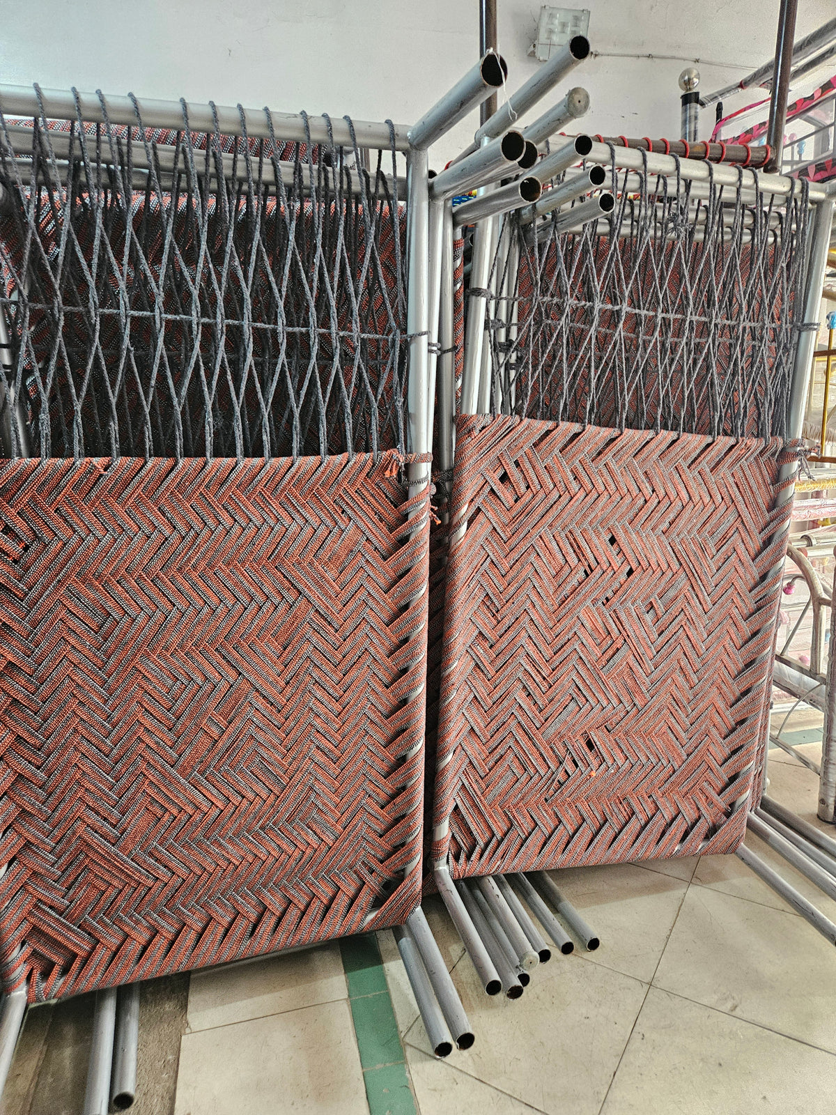 Charpai Stainless steel with Black and steel frame traditional craftsmanship