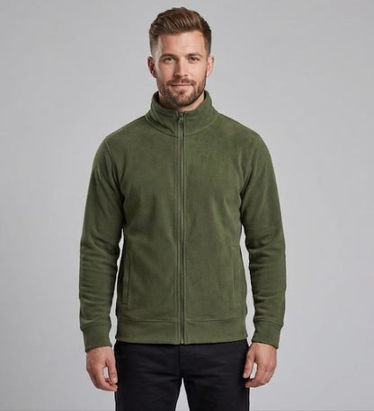 Men Polar Fleece Utility Green Jacket