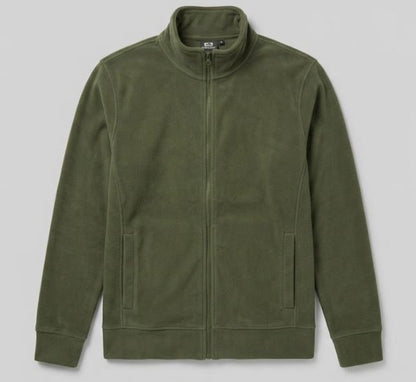 Men Polar Fleece Utility Green Jacket
