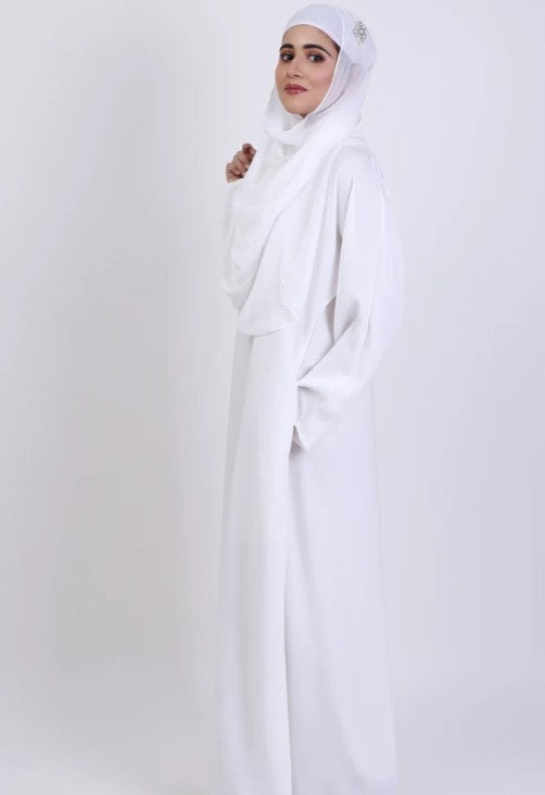 Abaya white front closed basic abaya