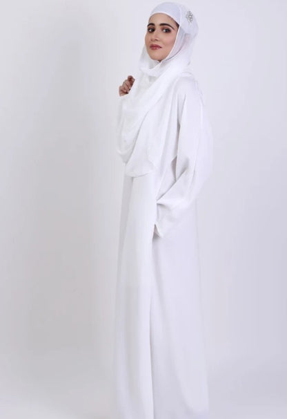 Abaya white front closed basic abaya