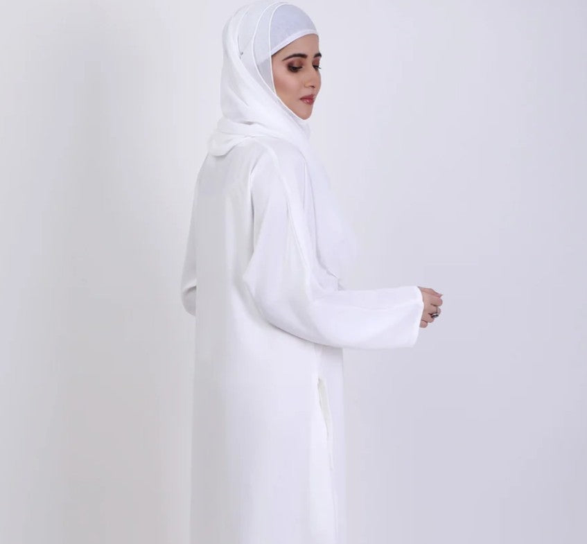 Abaya white front closed basic abaya