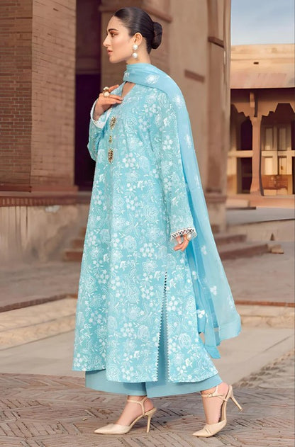 Chiffon 3 pcs lawn suit Embroidered flower