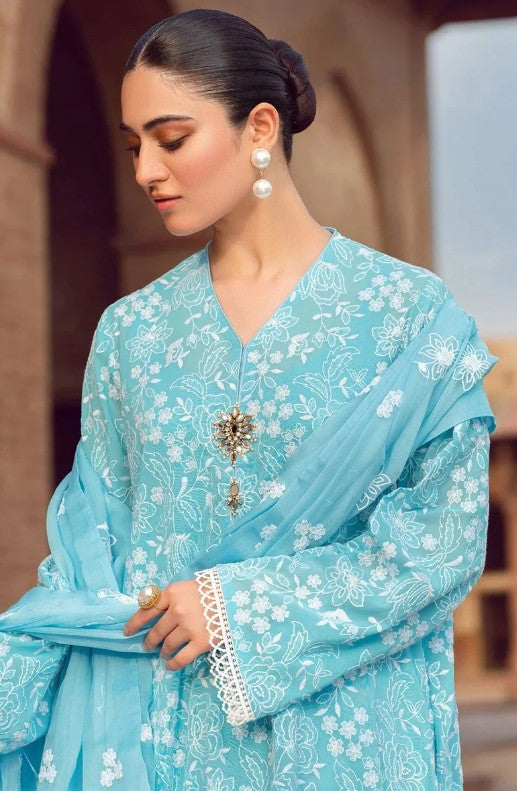 Chiffon 3 pcs lawn suit Embroidered flower
