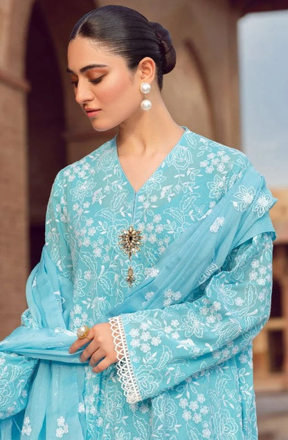 Chiffon 3 pcs lawn suit Embroidered flower