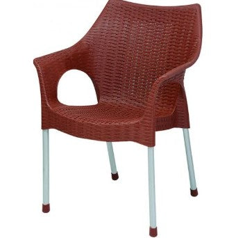 Plastic chair back support with steel leg
