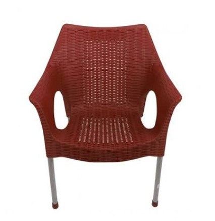 Plastic chair back support with steel leg