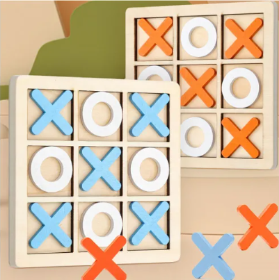 Wooden Tic Tac Toe Game Board | Classic XO Strategy Mind Game for Kids & Adults | Educational Wooden Toy | Family Indoor Game | Travel & Gift Item