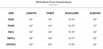 Abaya white front closed basic abaya