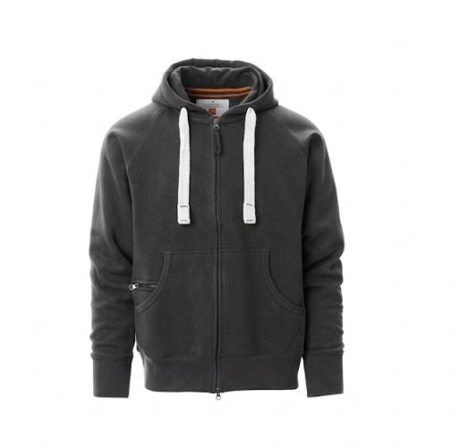 Polyster Fleece Men Dark Grey Hood With White Drawstrings