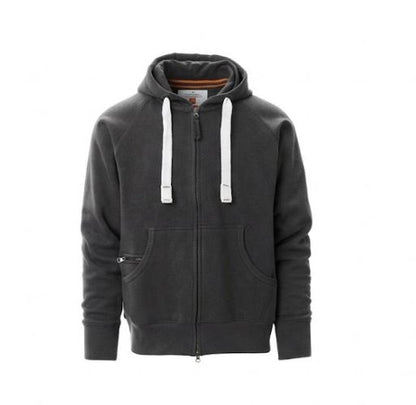 Polyster Fleece Men Dark Grey Hood With White Drawstrings