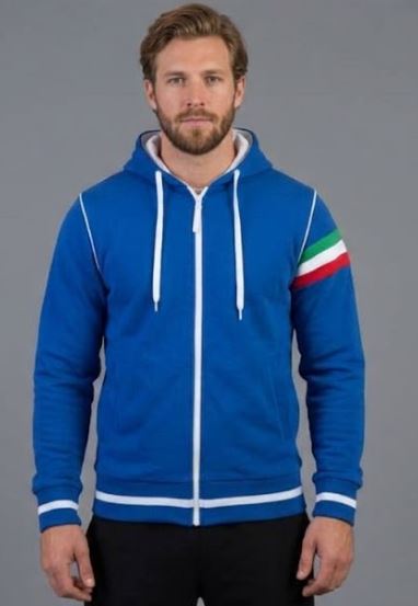 Vibrant Solid Blue Full-Zip Hooded Sweatshirt