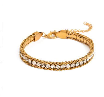 Gold Cuban Braclet with Single Line Lobster Clasp 6mm Width