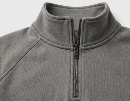 Solid Medium Grey Quarter Zip-up Sweatshirt