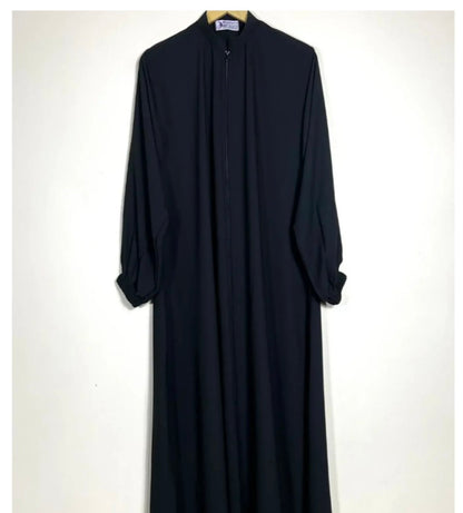 Black - Zipper with Collar Abaya