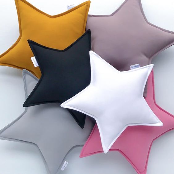 Star shape cushion filled with hollow fibre deco and kid play