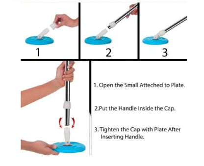 Spin Mop Bucket, Premium Upgraded Spin Bucket hard Plastic Material And Stainless Steel Body