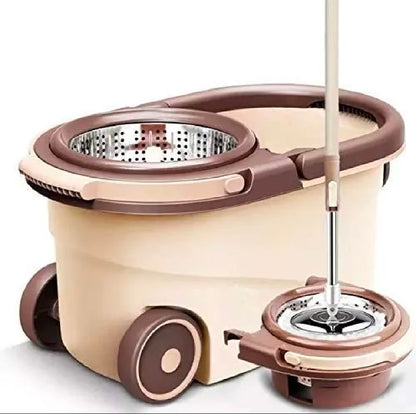 Spin Mop Bucket, Premium Upgraded Spin Bucket hard Plastic Material And Stainless Steel Body, Extra Feature