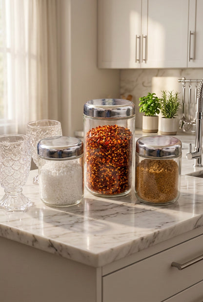 3pcs jar set glass with lid