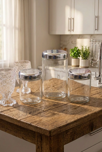 3pcs jar set glass with lid