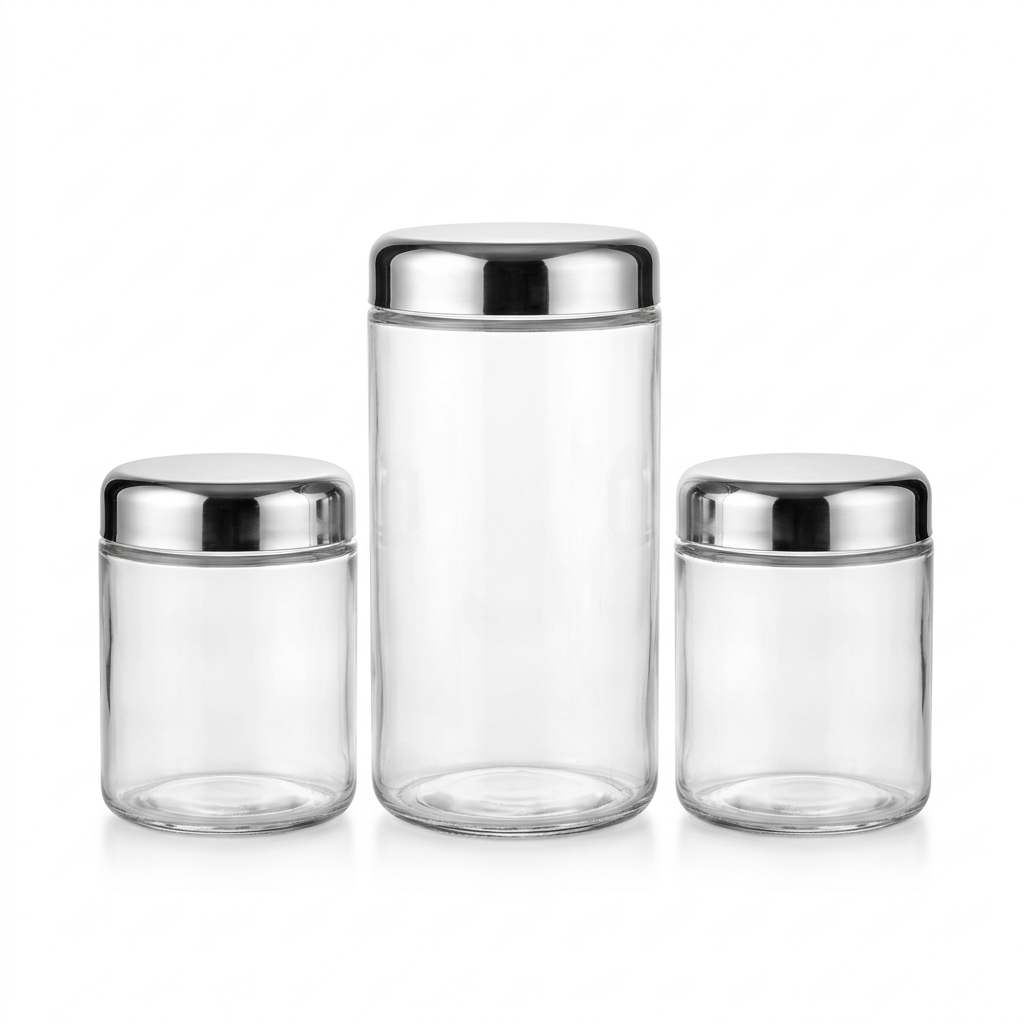 3pcs jar set glass with lid