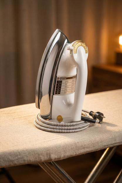 National Dry Iron - Features: Non-Stick Coating Overheat Safety Protection Stable Heel Rest Comfortable handle for easy grip Adjustable Temperature Control 1000 Watts