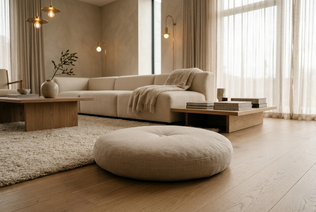 Round cushion floor sitting 80cm round with button in the middle