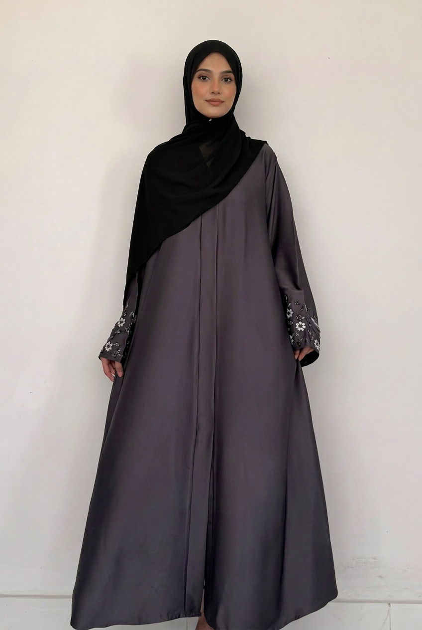Noore Abaya-Gray Soft, flowy & breathable