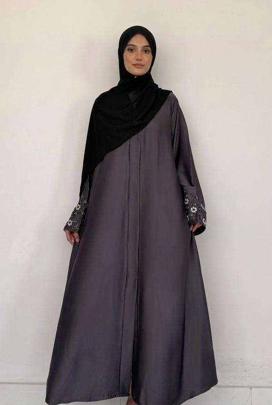 Noore Abaya-Gray Soft, flowy & breathable