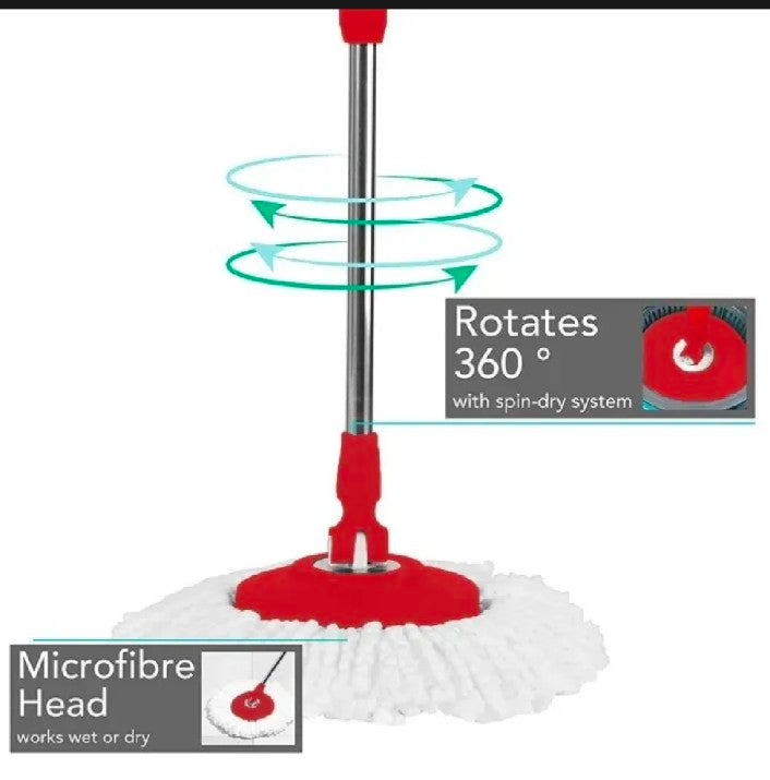 Spin Mop Bucket, Premium Upgraded Spin Bucket hard Plastic Material And Stainless Steel Body