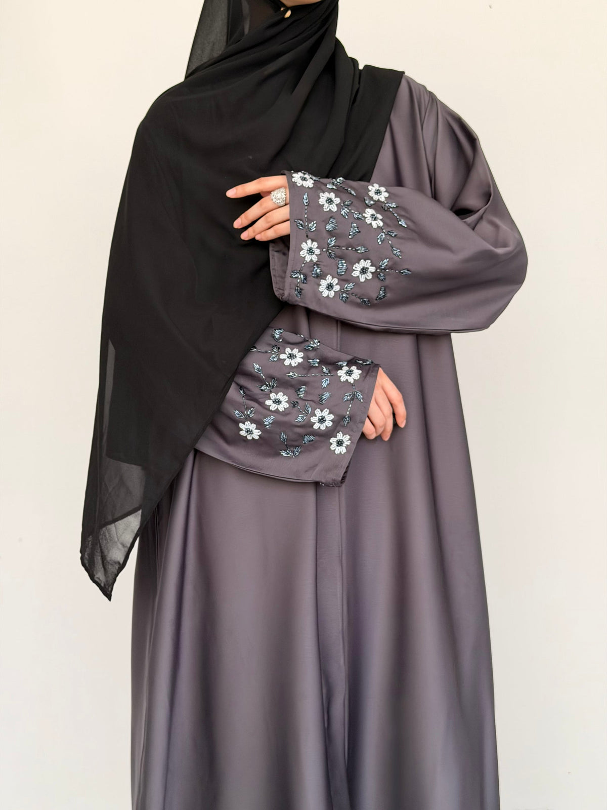 Noore Abaya-Gray Soft, flowy & breathable