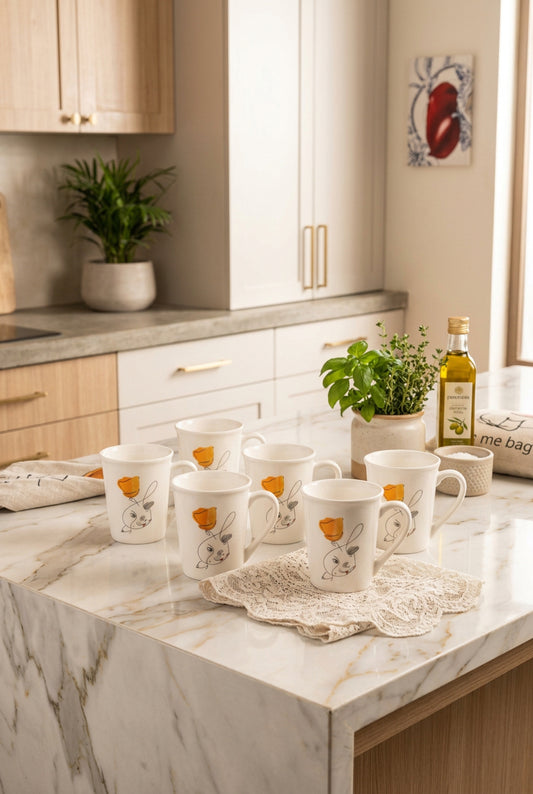6 Tea cup set flower print