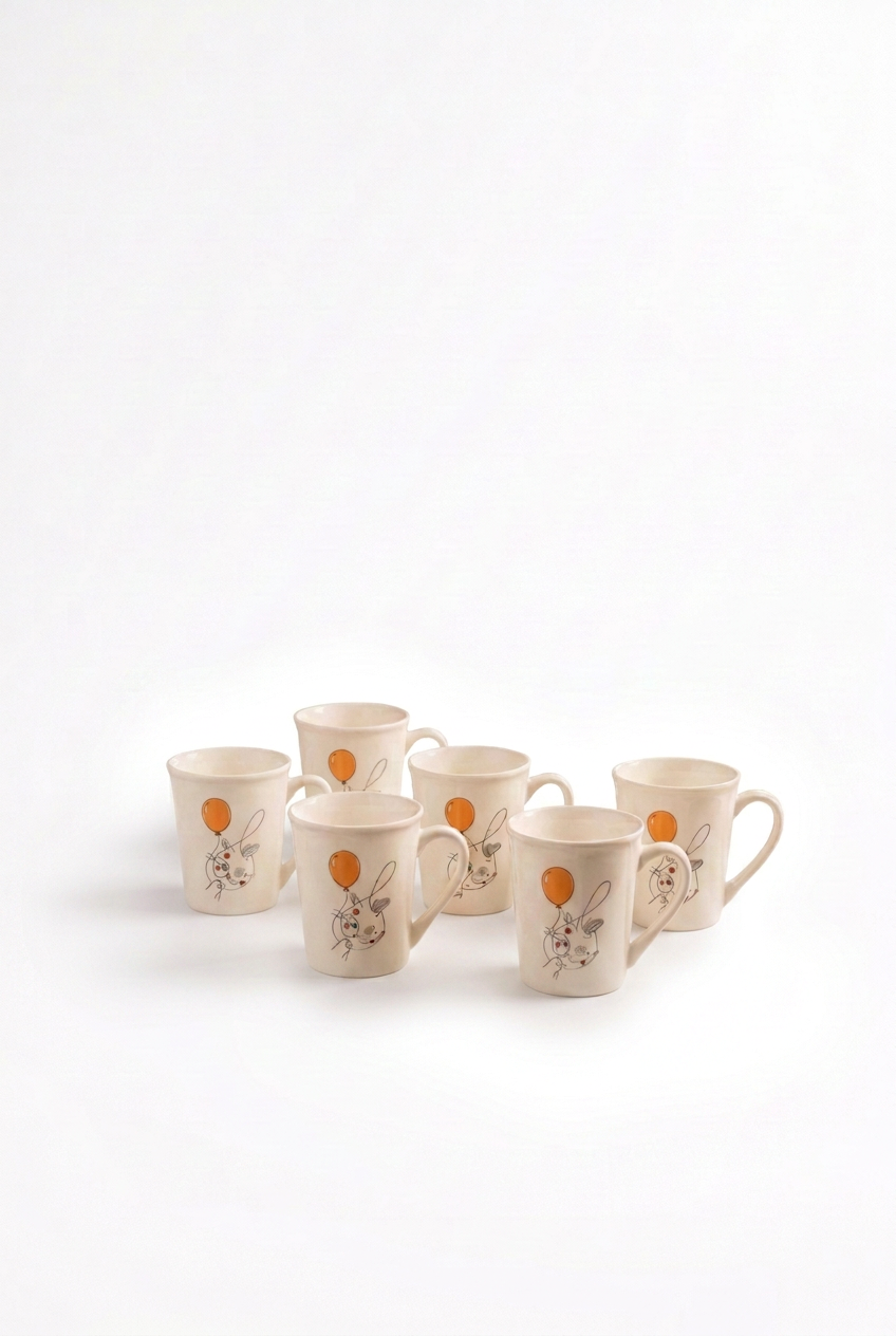 6 Tea cup set flower print