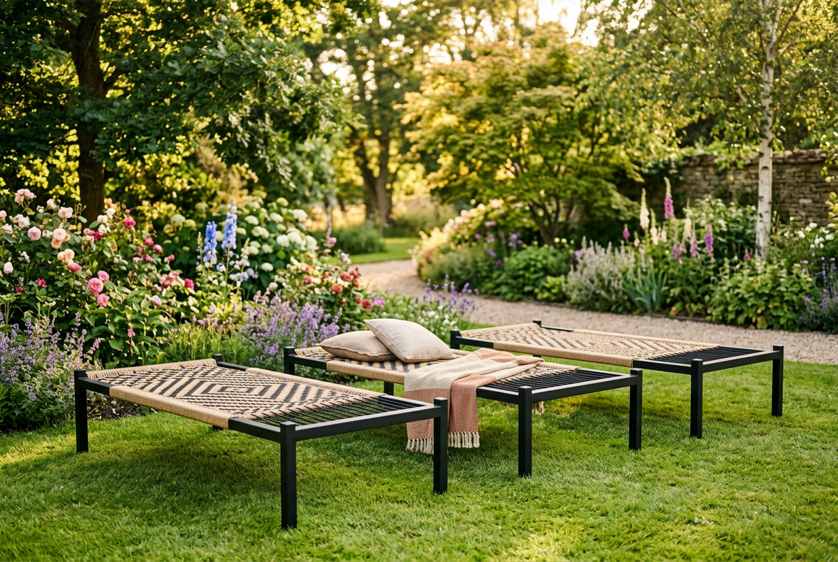 Charpai Stainless steel with Black and steel frame traditional craftsmanship